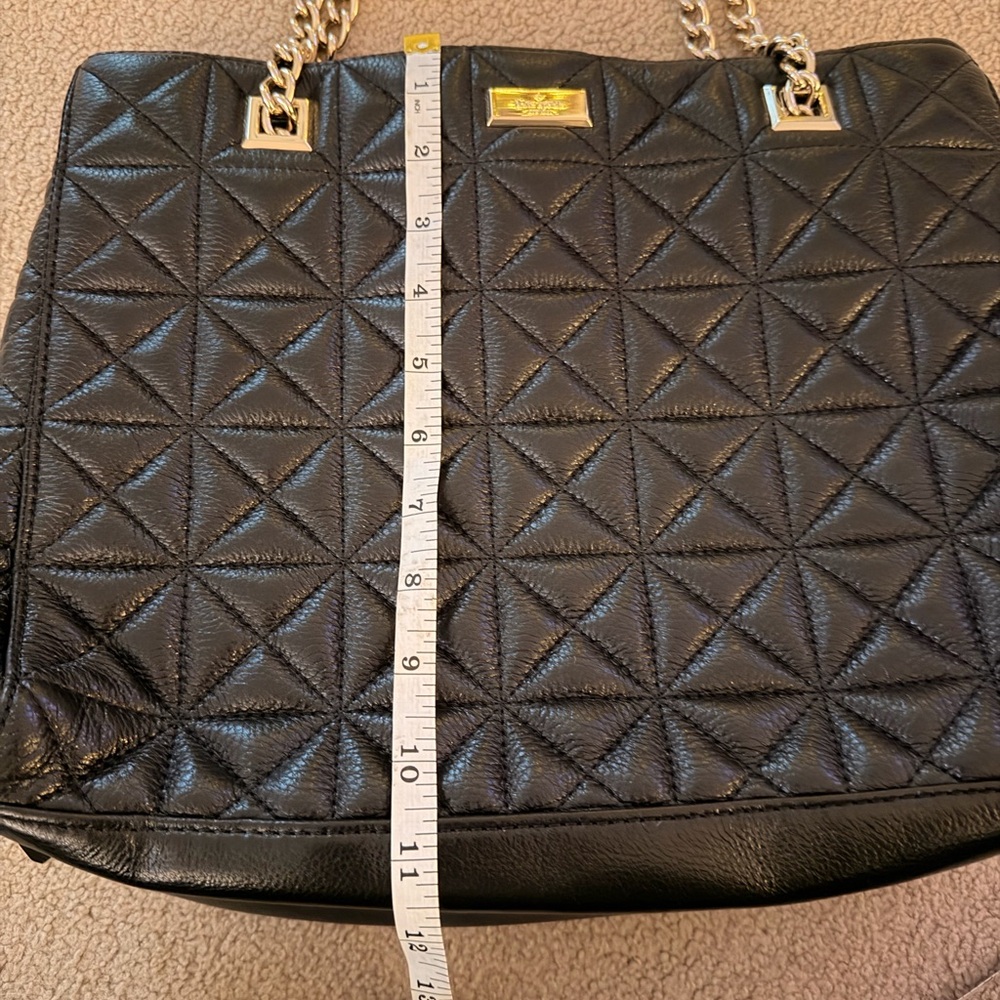 Kate Spade Black leather Quilted Shoulder Bag with Gold Accents